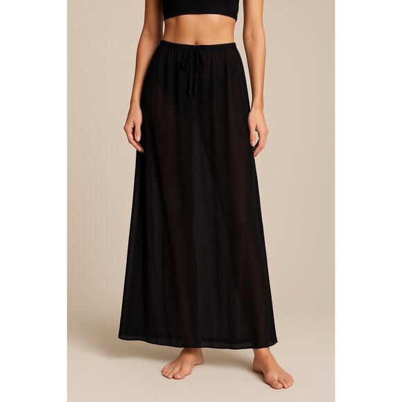 Victoria’s Secret Sheer Black Maxi Skirt L Adjustable Waist NWT Vintage Y2K - Picture 1 of 5